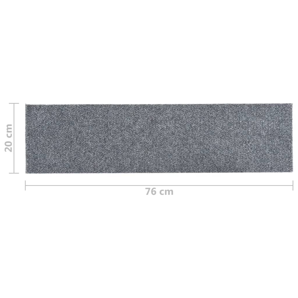 vidaXL Self-adhesive Stair Mats Rectangular 15 pcs 76x20 cm Light Grey
