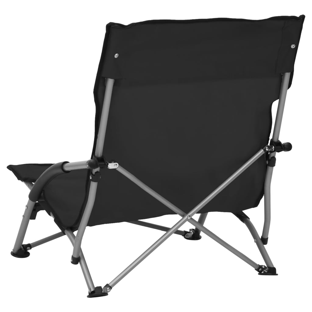 vidaXL Folding Beach Chairs 2 pcs Black Fabric