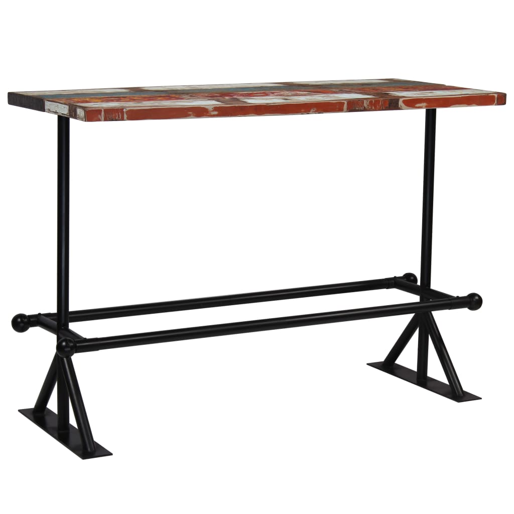 vidaXL Bar Table Solid Reclaimed Wood Multicolour 150x70x107 cm