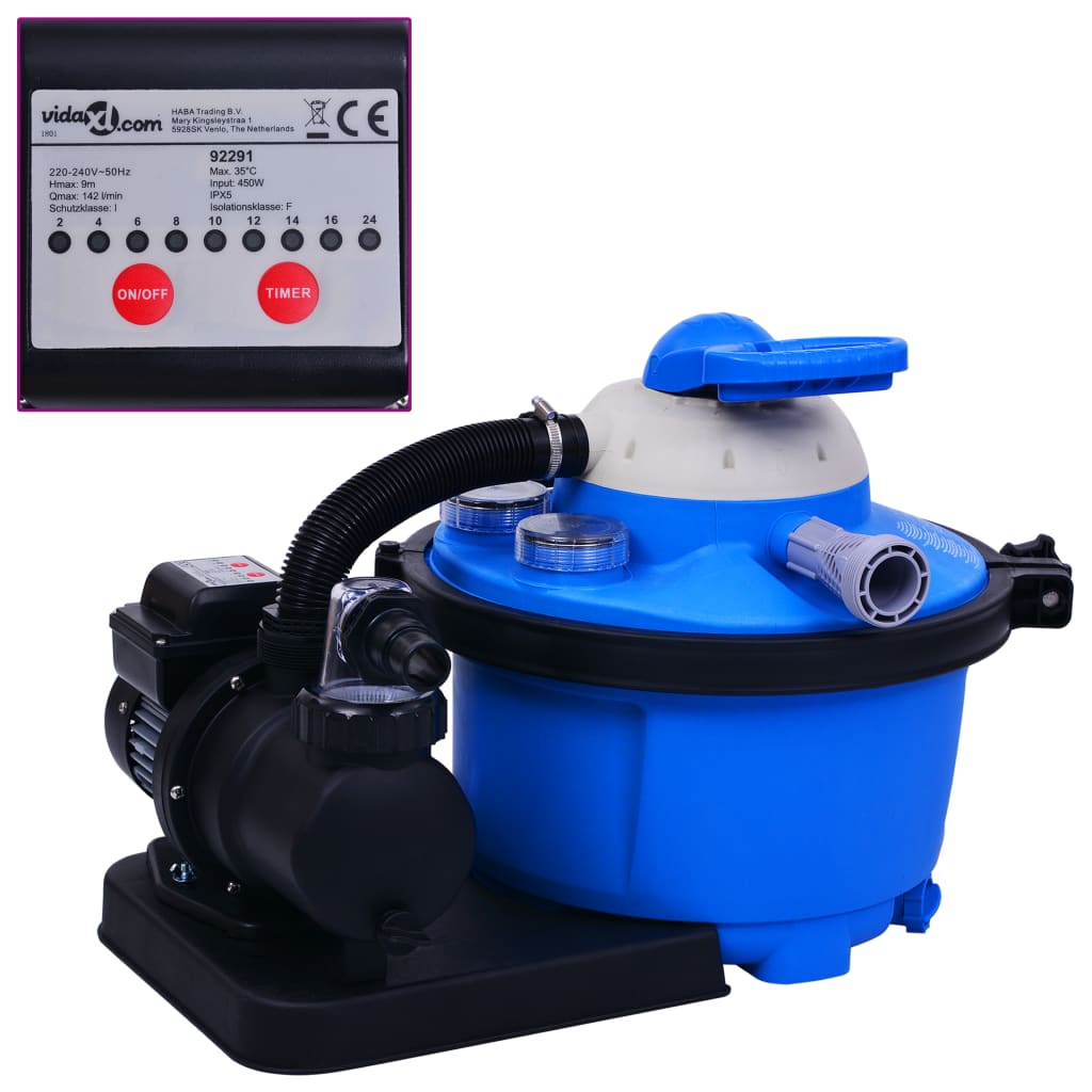 vidaXL Sand Filter Pump with Timer 450 W 25 L
