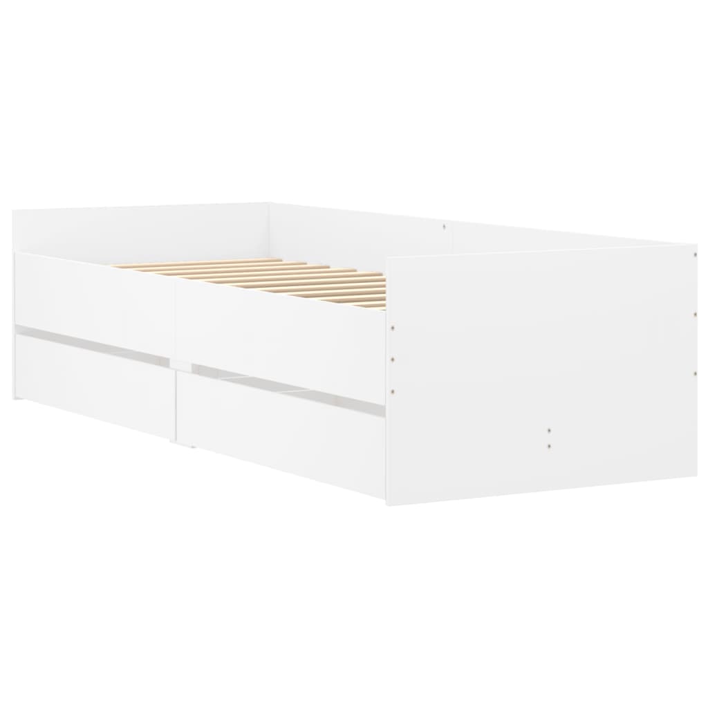 vidaXL Bed Frame with Drawers White 75x190 cm Small Single