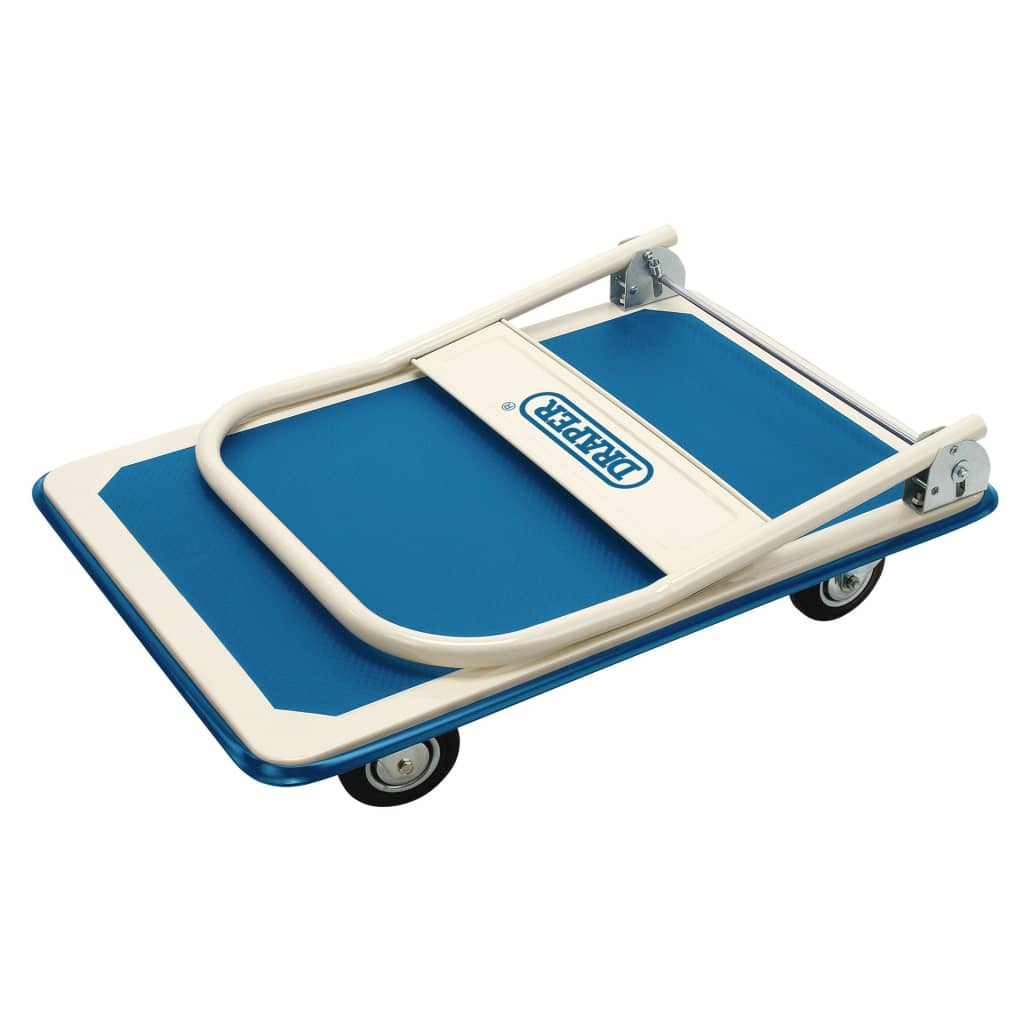Draper Tools Platform Trolley with Folding Handle Blue and White 90x60x85 cm