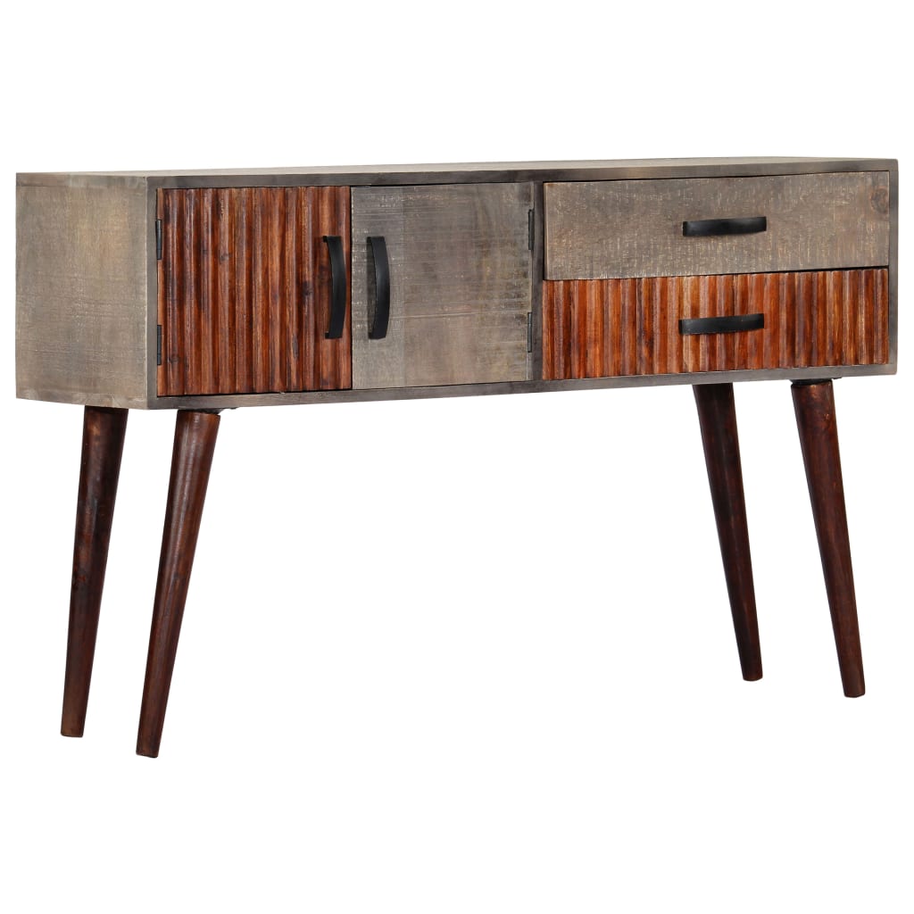 vidaXL Console Table Grey 120x35x75 cm Solid Rough Mango Wood