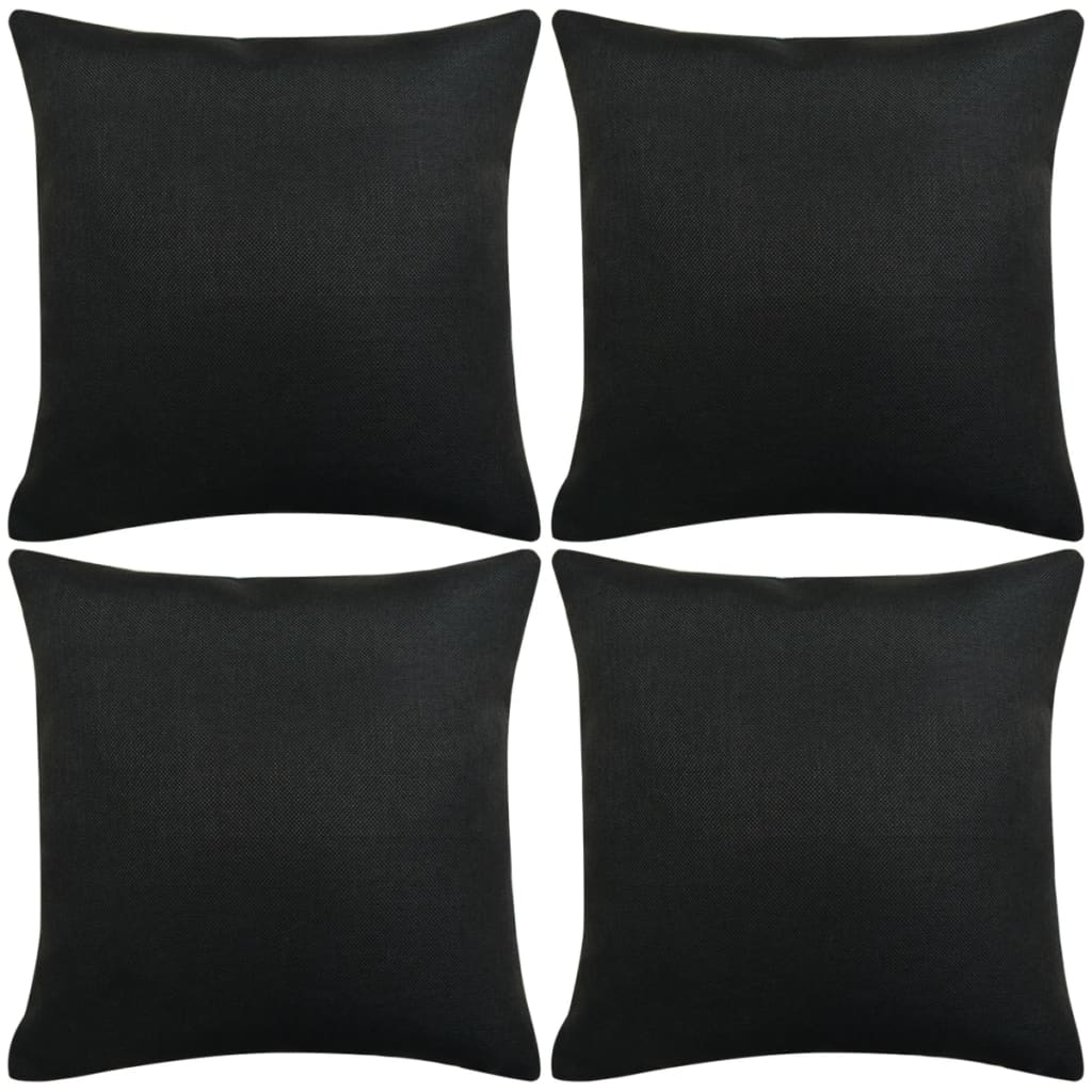 vidaXL Cushion Covers 4 pcs Linen-look Black 40x40 cm