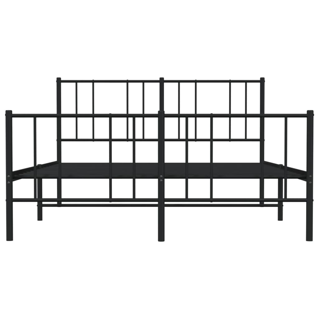 vidaXL Metal Bed Frame with Headboard and Footboard Black 120x190 cm Small Double