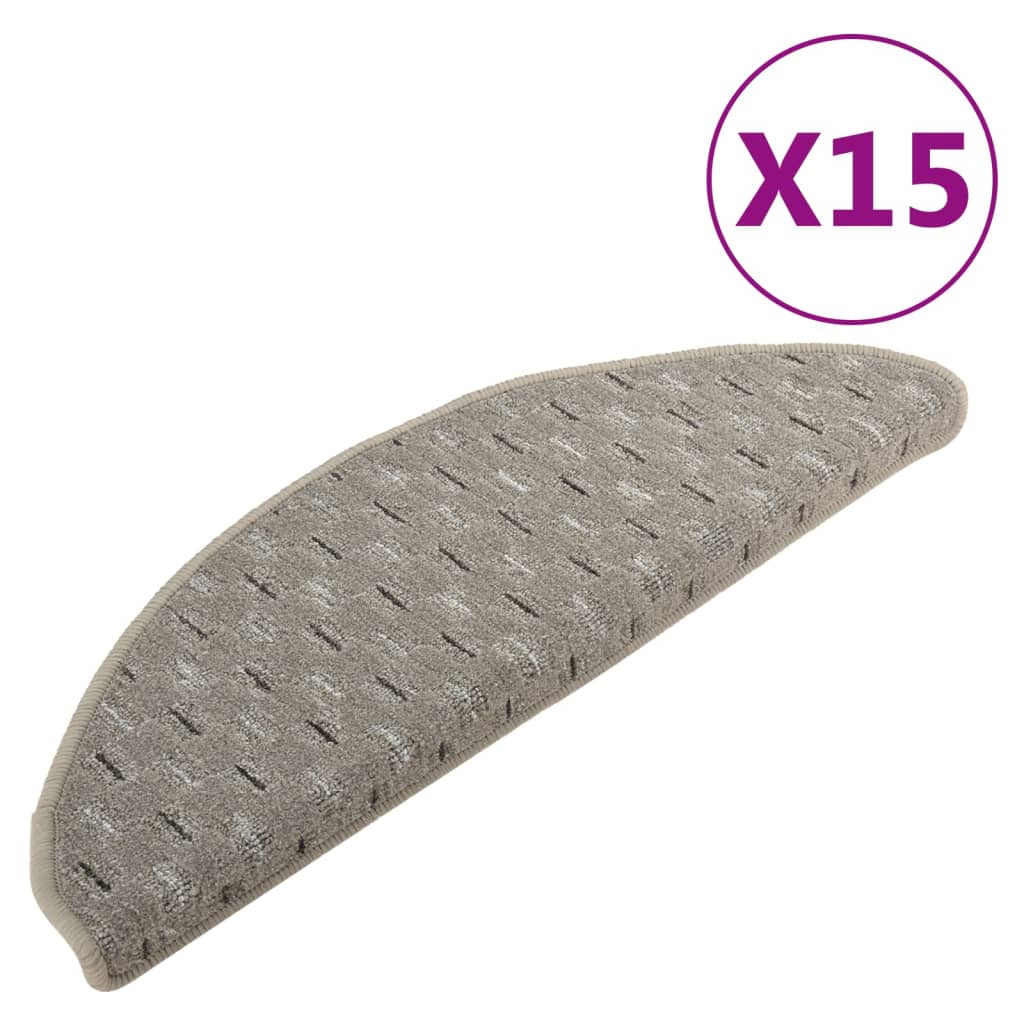 vidaXL Carpet Stair Treads 15 pcs Grey 65x21x4 cm