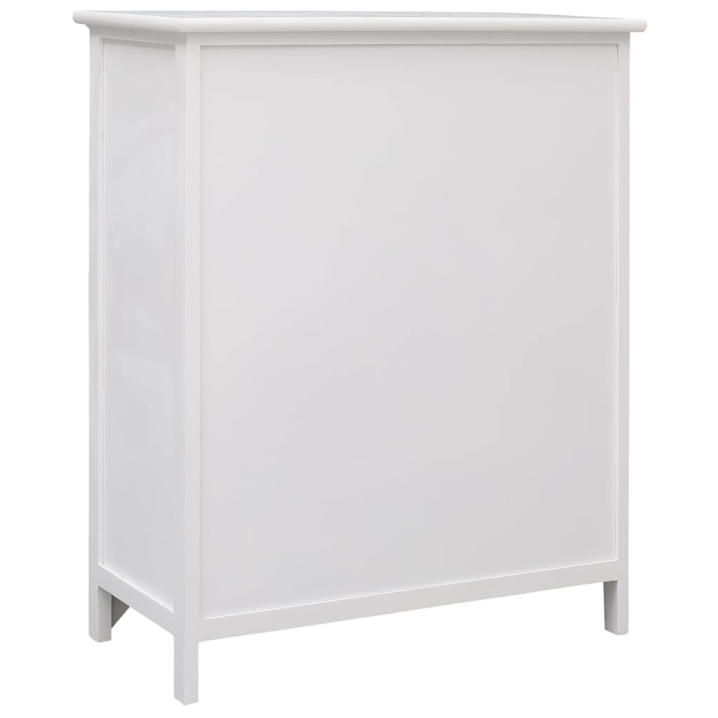 vidaXL Side Cabinet with 6 Drawers White 60x30x75 cm Paulownia Wood