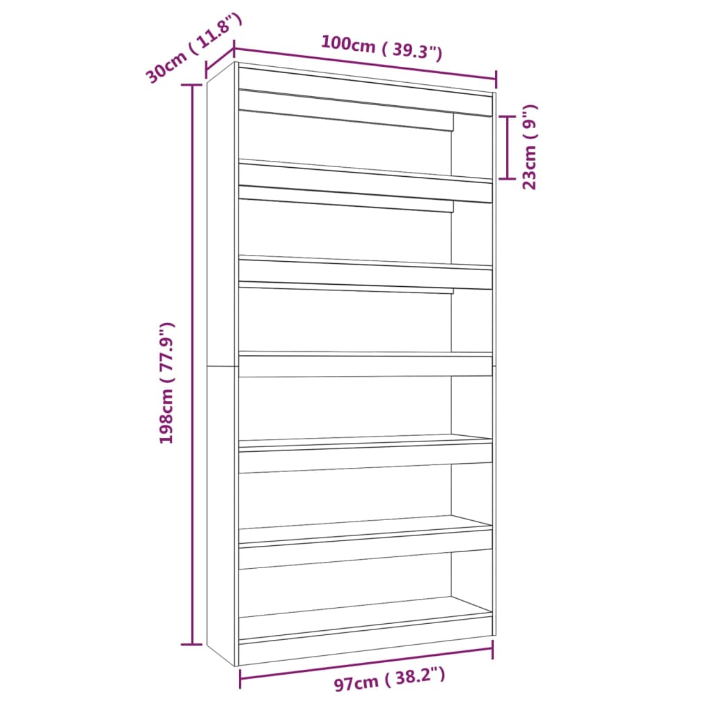 vidaXL Book Cabinet/Room Divider White 100x30x198 cm Engineered wood