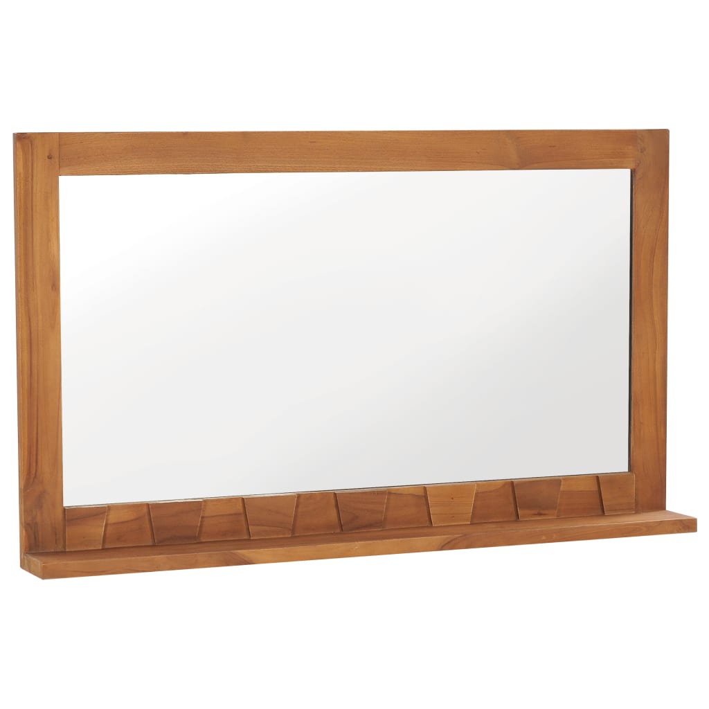 vidaXL Wall Mirror with Shelf 100x12x60 cm Solid Teak Wood