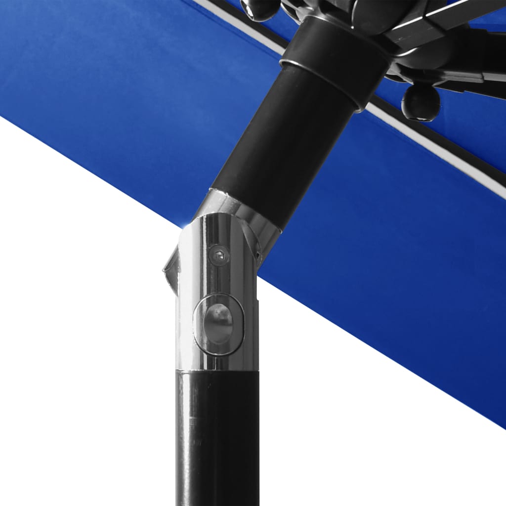 vidaXL 3-Tier Parasol with Aluminium Pole Azure Blue 3 m