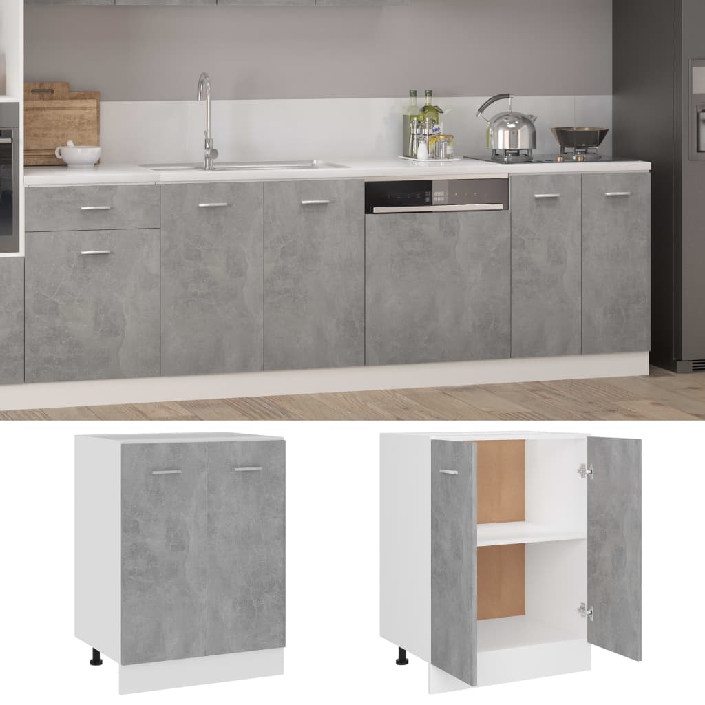 vidaXL Bottom Cabinet Concrete Grey 60x46x81.5 cm Engineered Wood