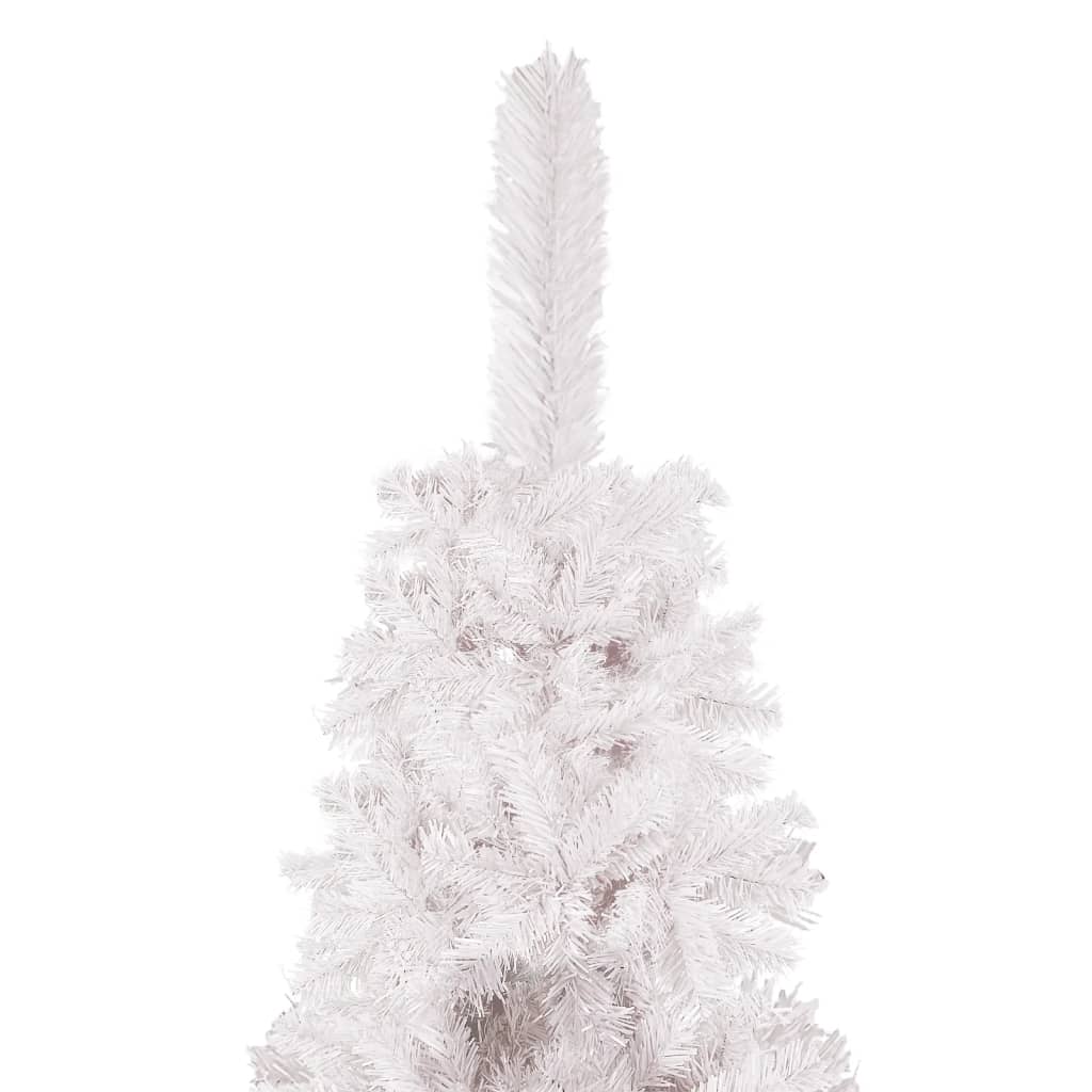 vidaXL Slim Pre-lit Christmas Tree with Ball Set White 210 cm