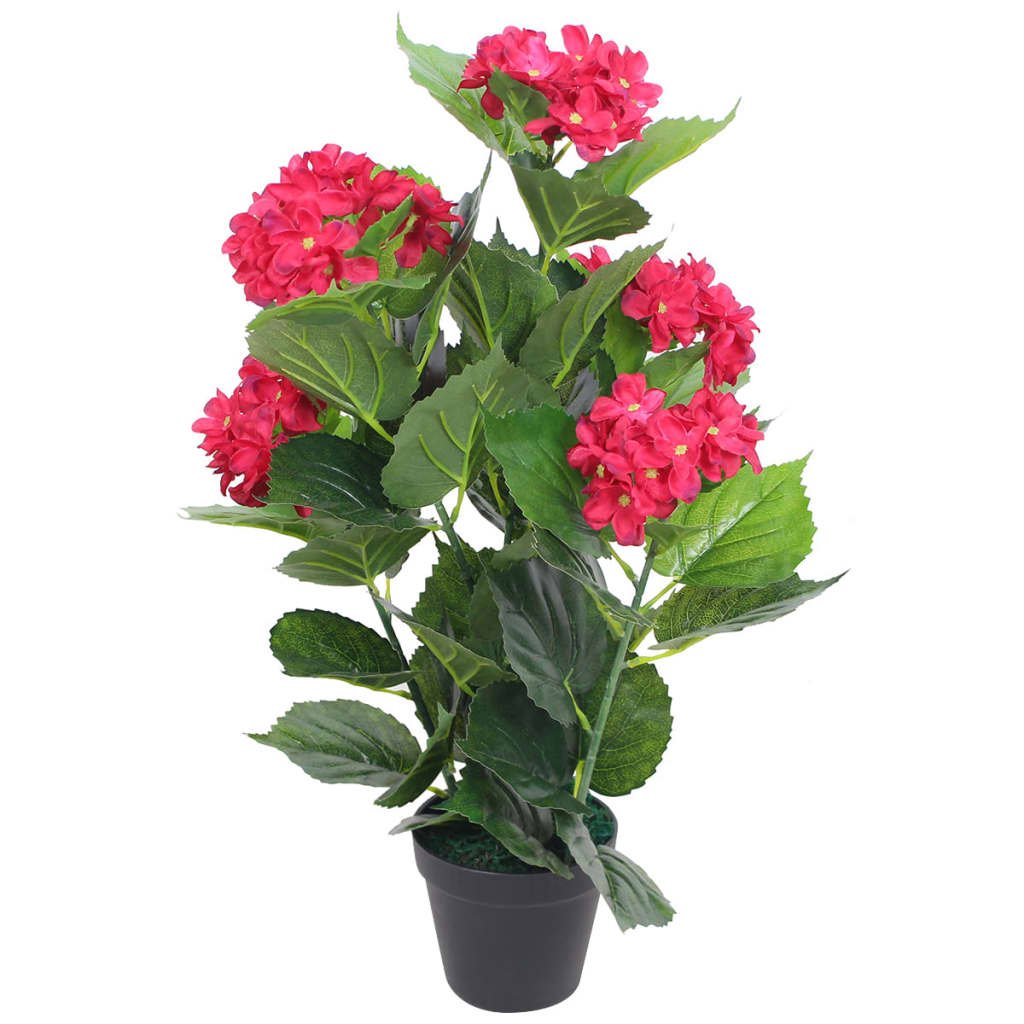 vidaXL Artificial Hydrangea Plant with Pot 60 cm Red