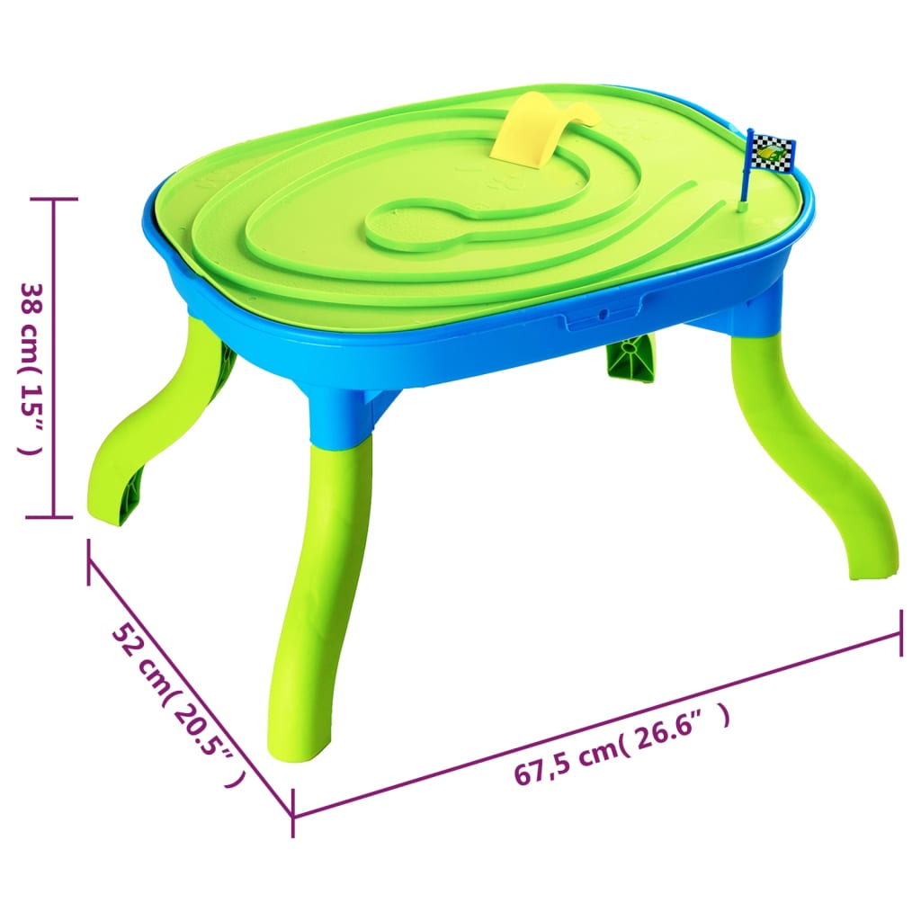 vidaXL 3-in-1 Children Sand&Water Table 67.5x52x38 cm Polypropylene