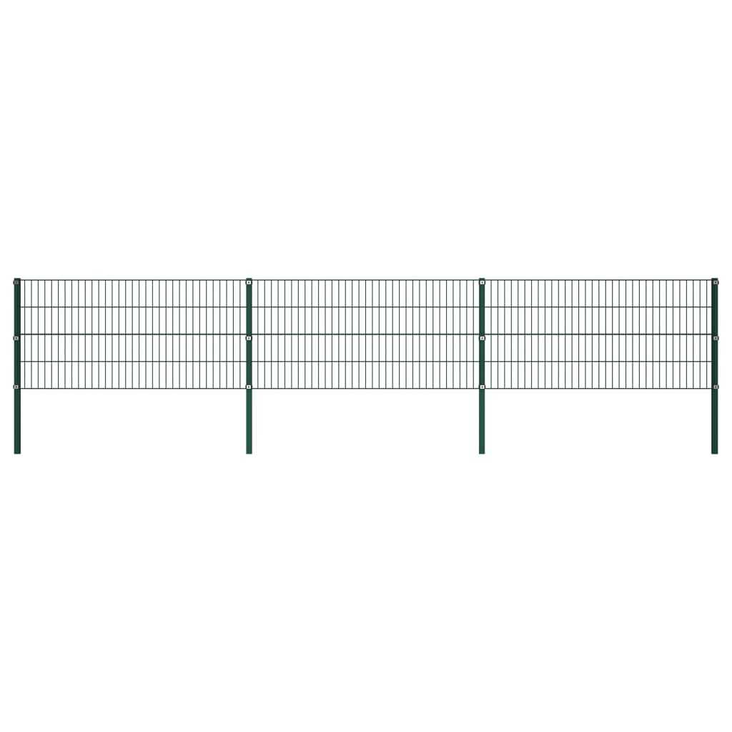 vidaXL Fence Panel with Posts Iron 5.1x0.8 m Green