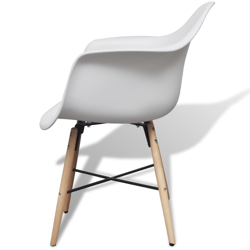 vidaXL Dining Chairs 4 pcs White Plastic and Beech Wood