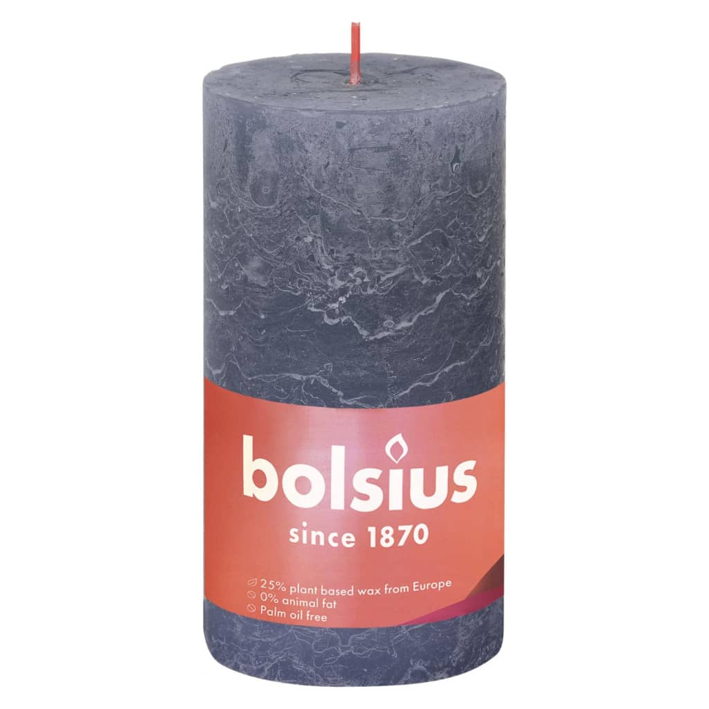 Bolsius Rustic Pillar Candles Shine 4 pcs 130x68 mm Twilight Blue