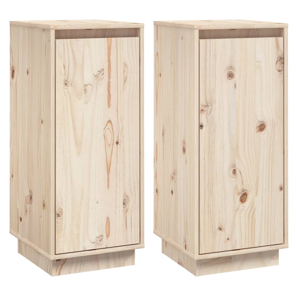 vidaXL Sideboards 2 pcs 31.5x34x75 cm Solid Wood Pine