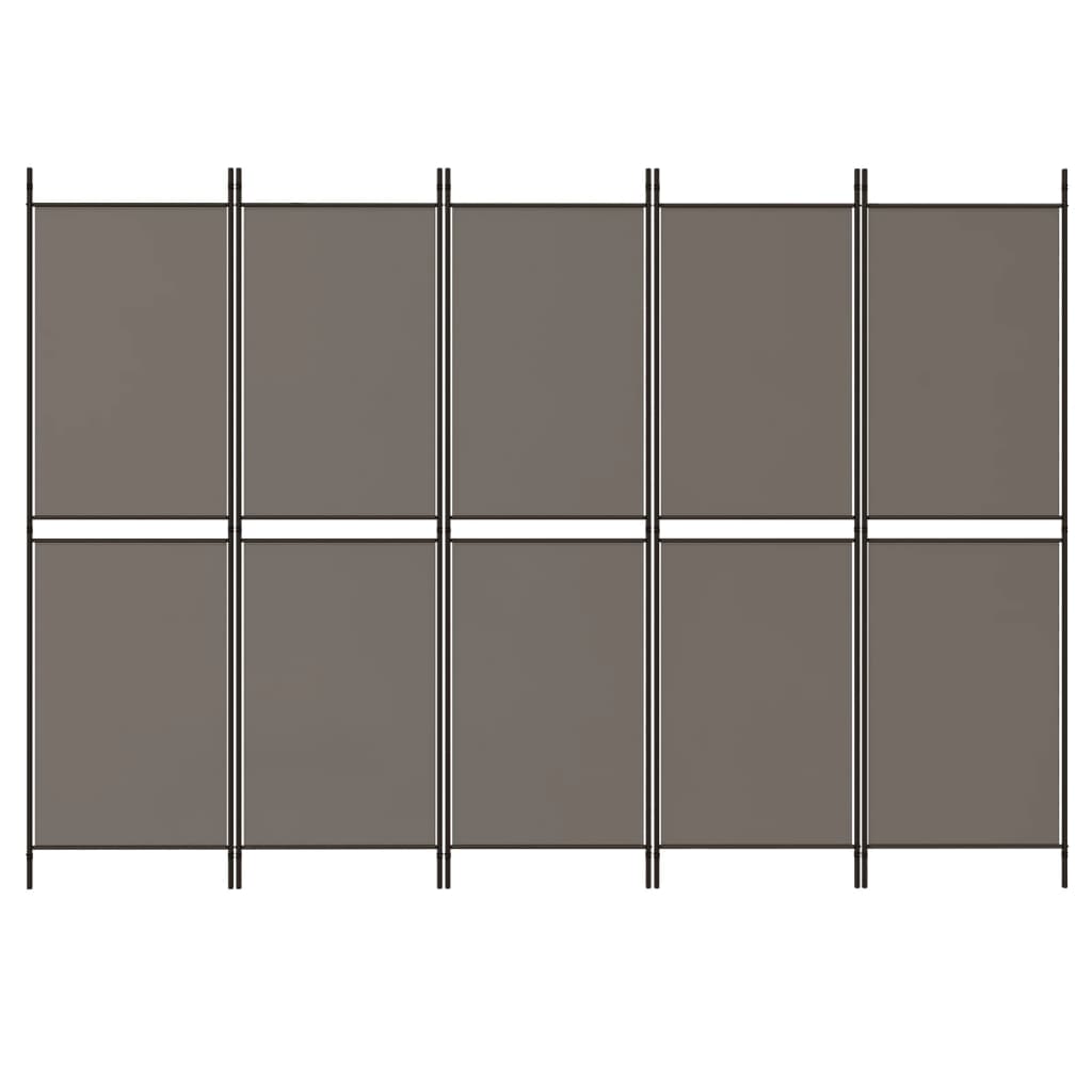 vidaXL 5-Panel Room Divider Anthracite 250x200 cm Fabric