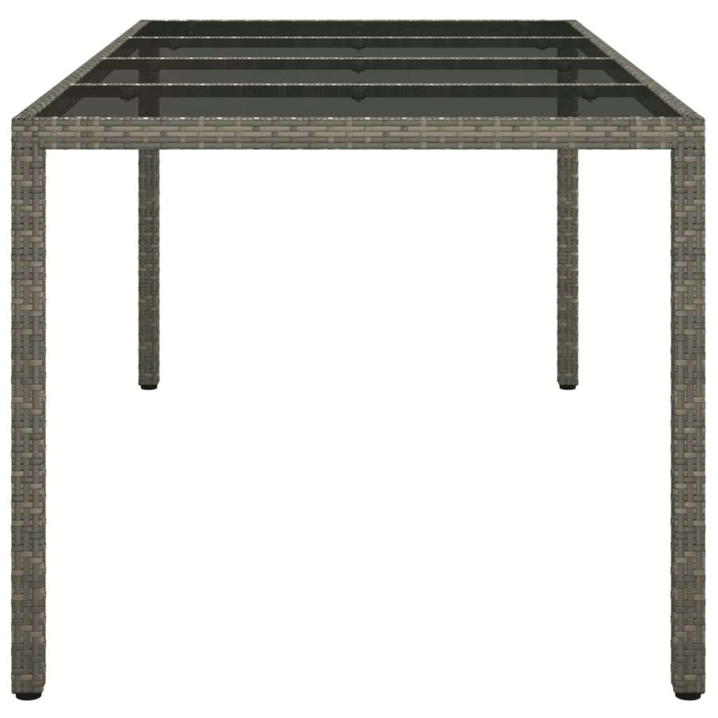 vidaXL Garden Table Grey 190x90x75 cm Tempered Glass and Poly Rattan
