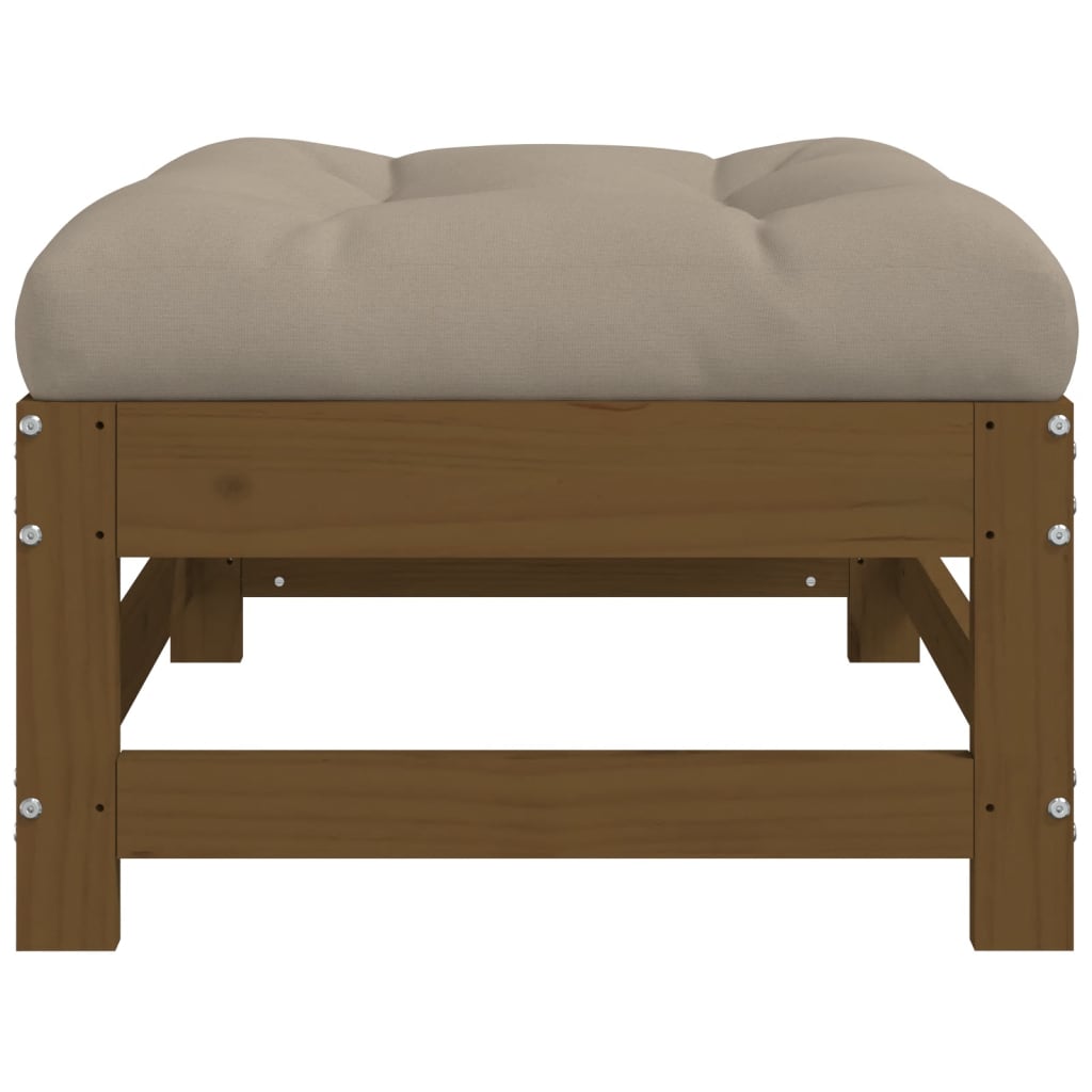vidaXL Garden Footstools with Cushions 2pcs Honey Brown Solid Wood Pine