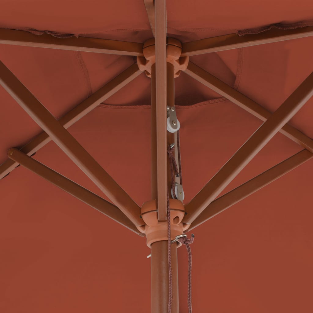 vidaXL Outdoor Parasol with Wooden Pole 150x200 cm Terracotta