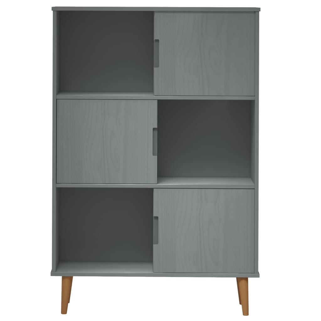 vidaXL Bookcase MOLDE Grey 90x35x133,5 cm Solid Wood Pine