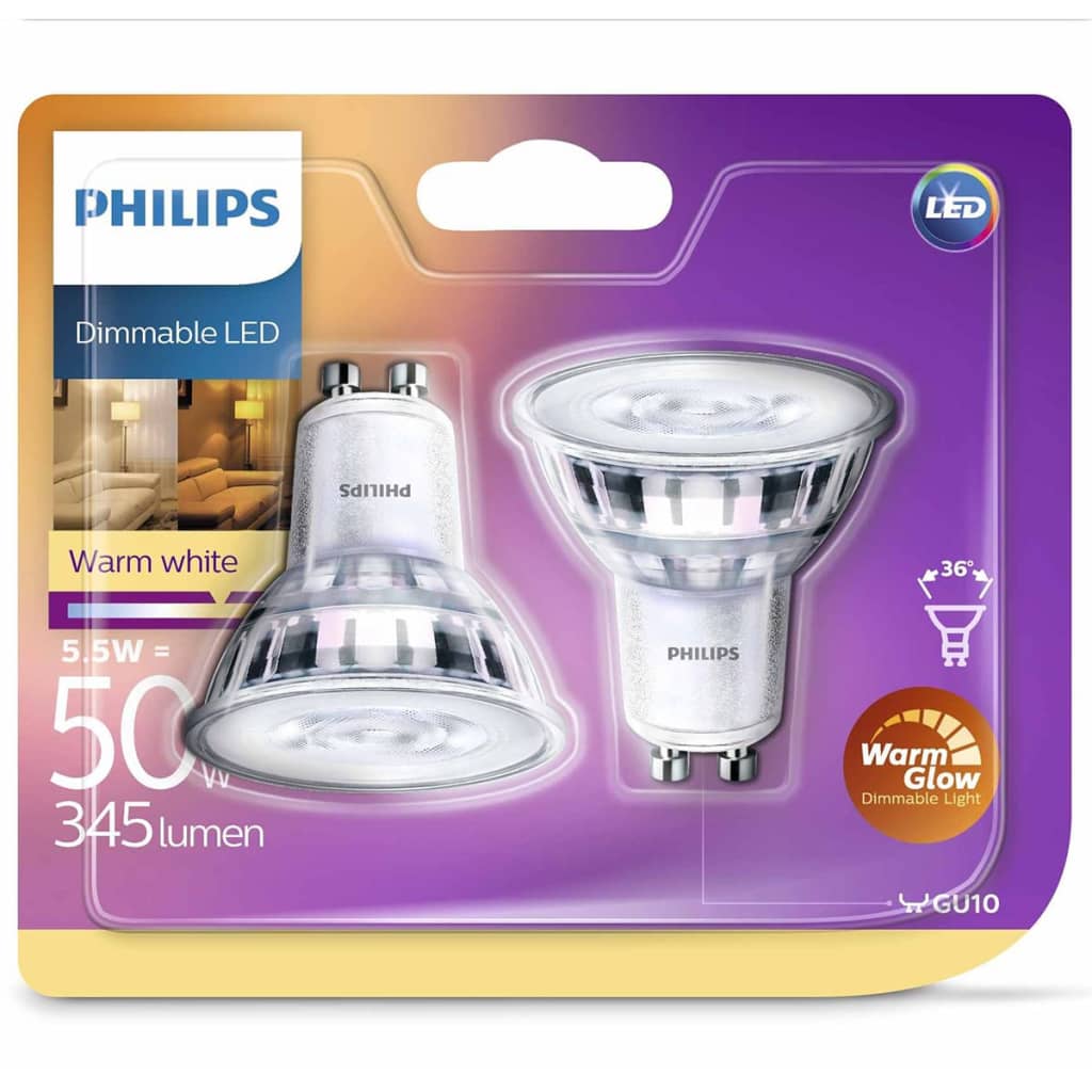 Philips LED Spotlight Bulbs 2 pcs Classic 5.5 W 345 Lumens 929001364161