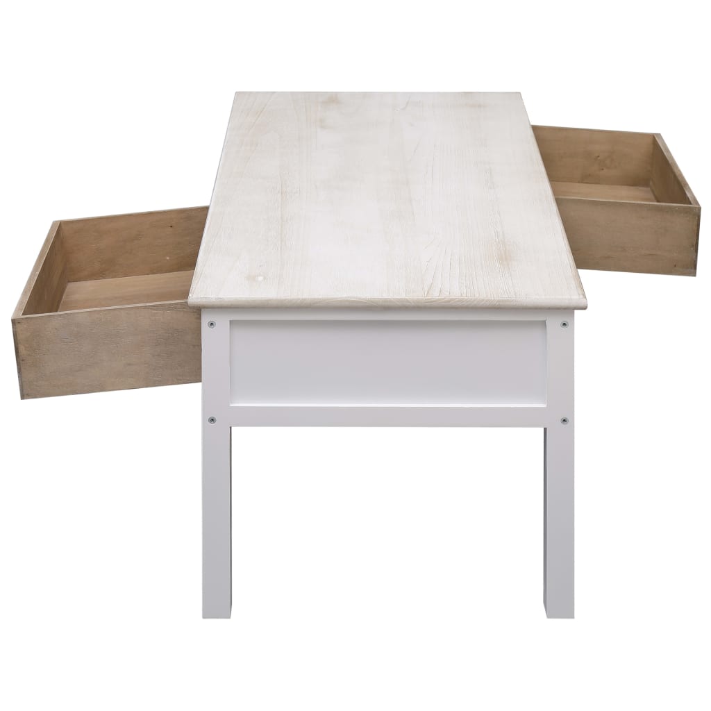 vidaXL Coffee Table White and Natural 100x50x45 cm Wood