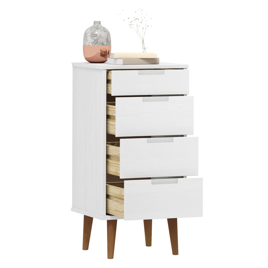 vidaXL Drawer Cabinet MOLDE White 40x35x82 cm Solid Wood Pine