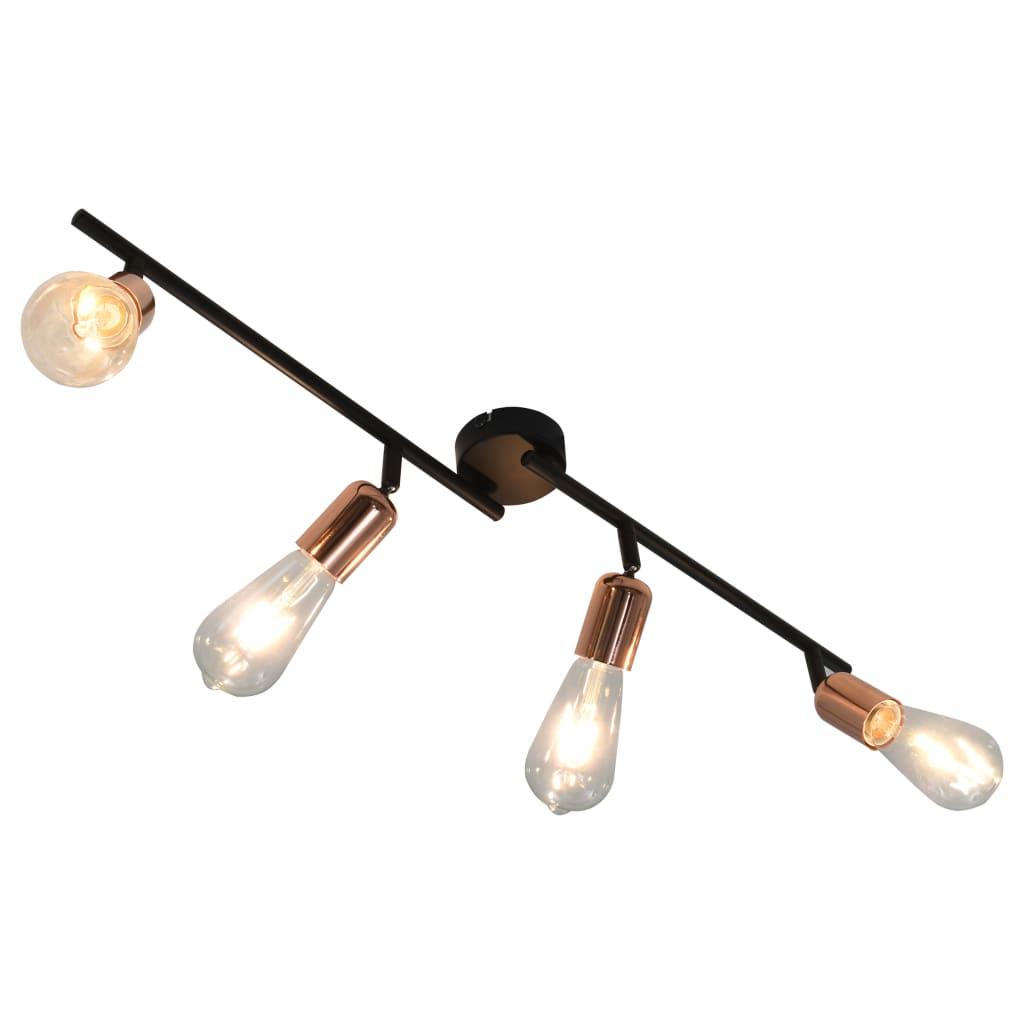 vidaXL 4-way Spot Light with Filament Bulbs 2 W Black and Copper 60 cm E27