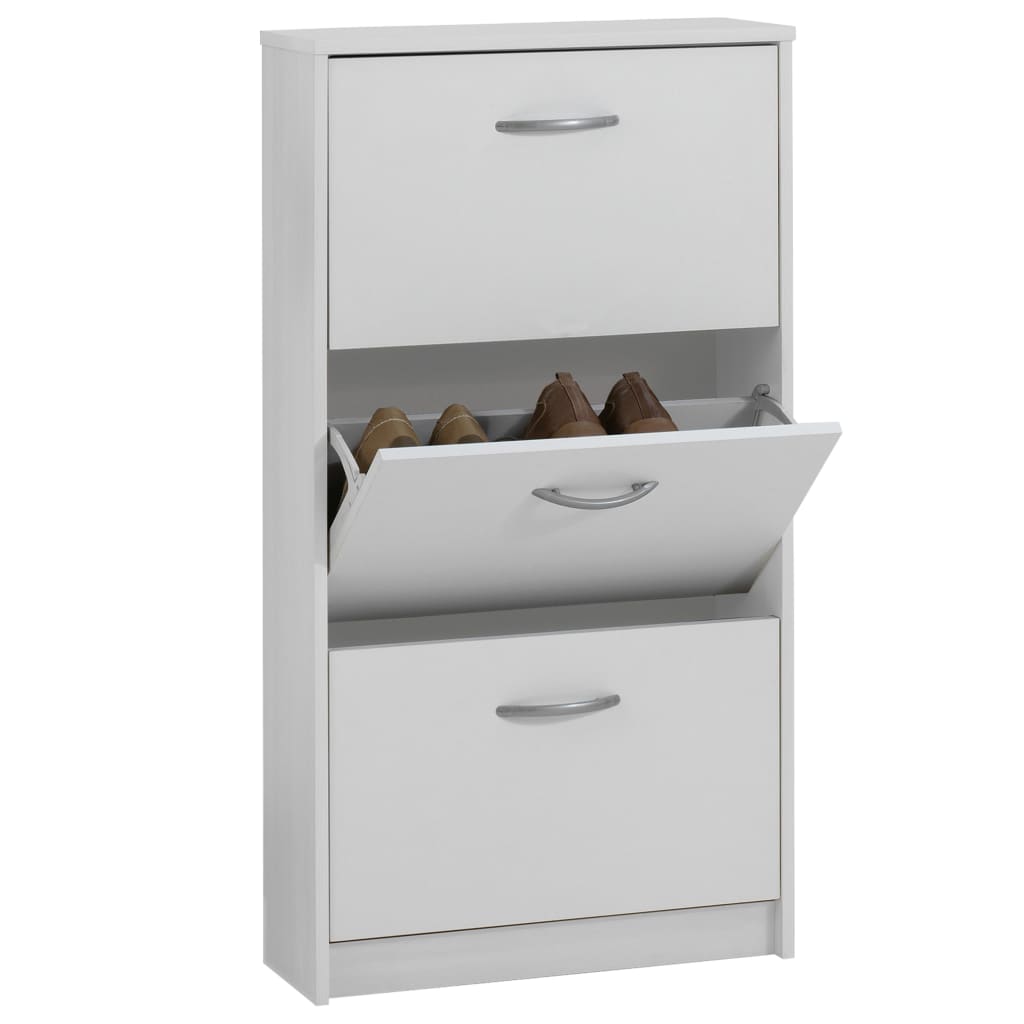 FMD Shoe Cabinet with 3 Tilting Compartments White