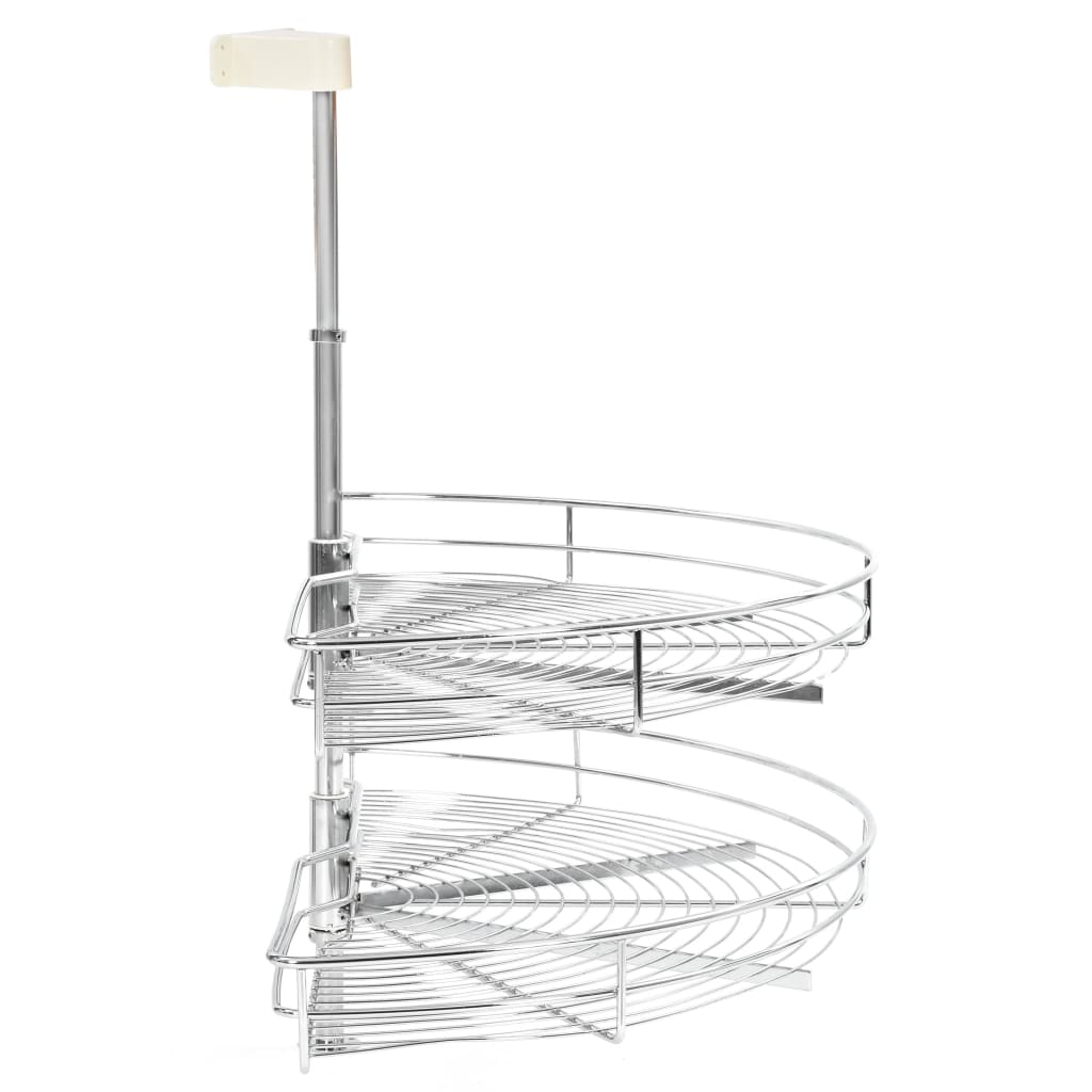 vidaXL 2-Tier Kitchen Wire Basket Silver 180 Degree 85x44x80 cm