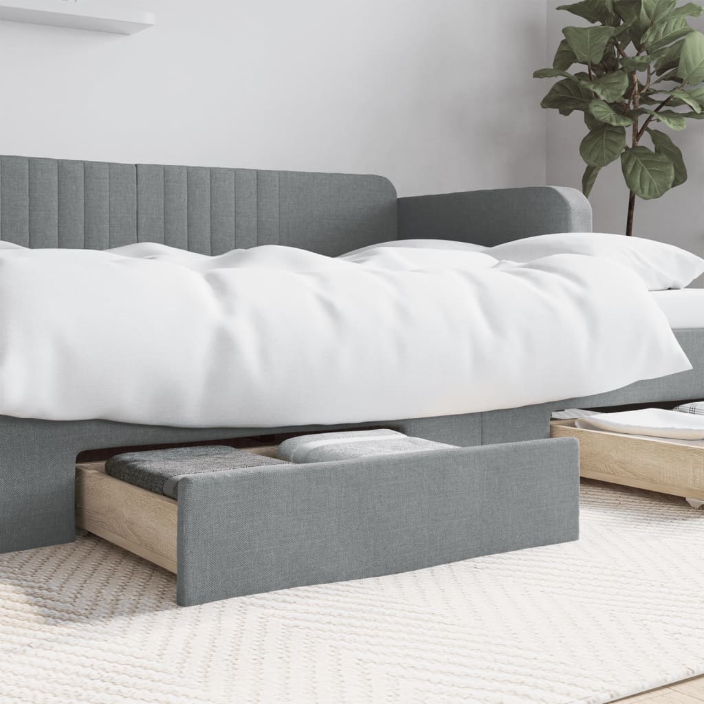 vidaXL Bed Storage Drawers 2 pcs Light Grey Engineered Wood and Fabric