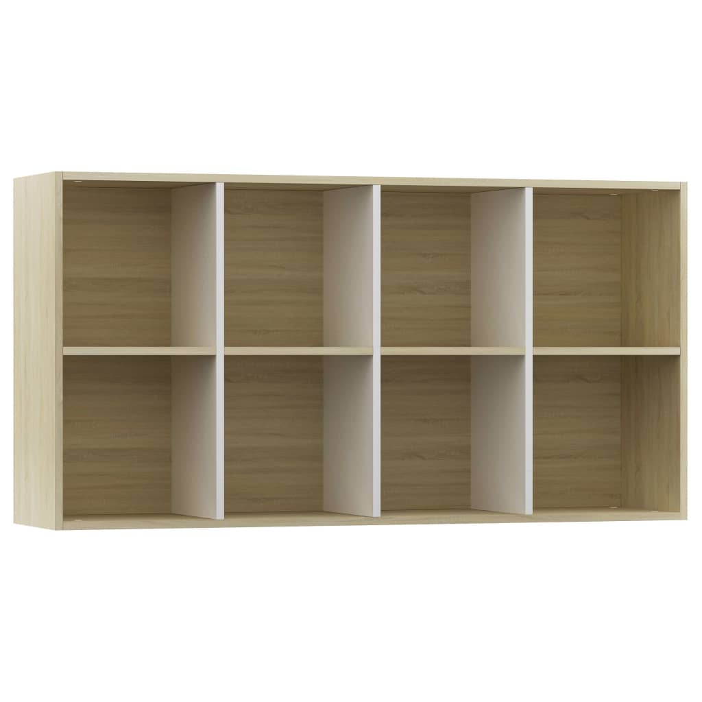 vidaXL Book Cabinet/TV Cabinet White and Sonoma Oak 36x30x114 cm Engineered Wood