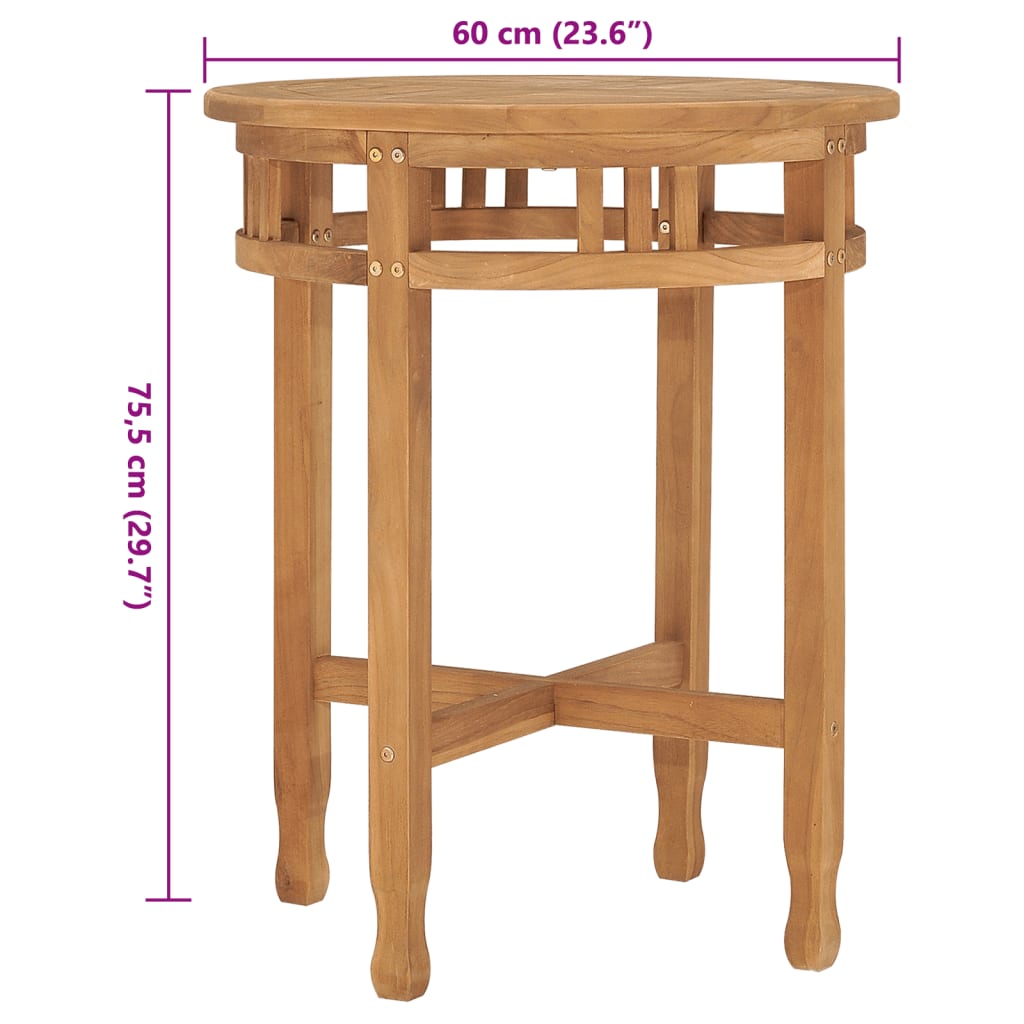 vidaXL Bistro Table Ø60x75.5 cm Solid Teak Wood