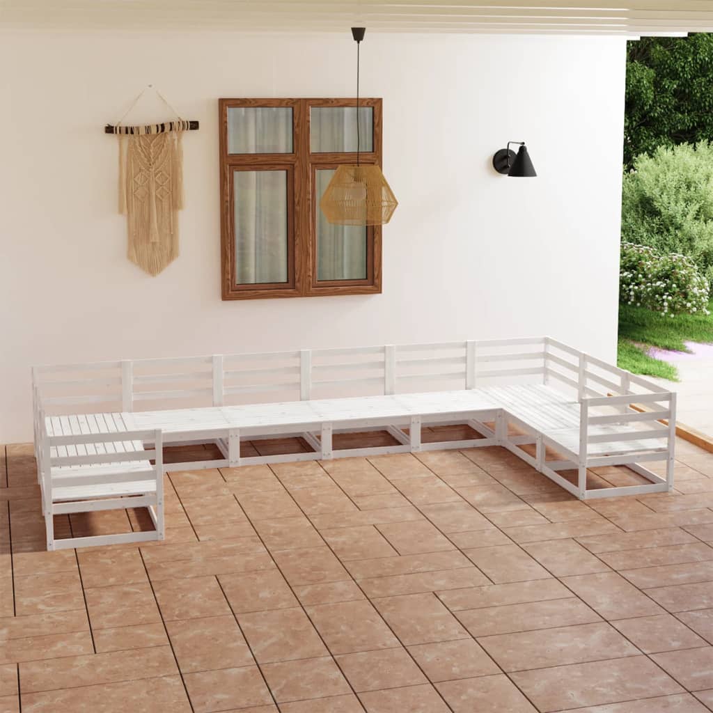 vidaXL 10 Piece Garden Lounge Set Solid Pinewood （805661+3x805706)