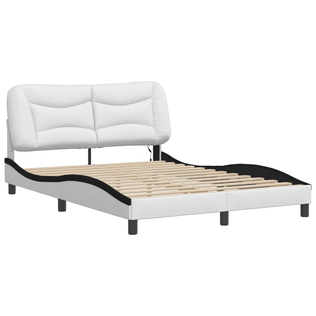vidaXL Bed Frame with LED Lights White and Black 120x200 cm Faux Leather