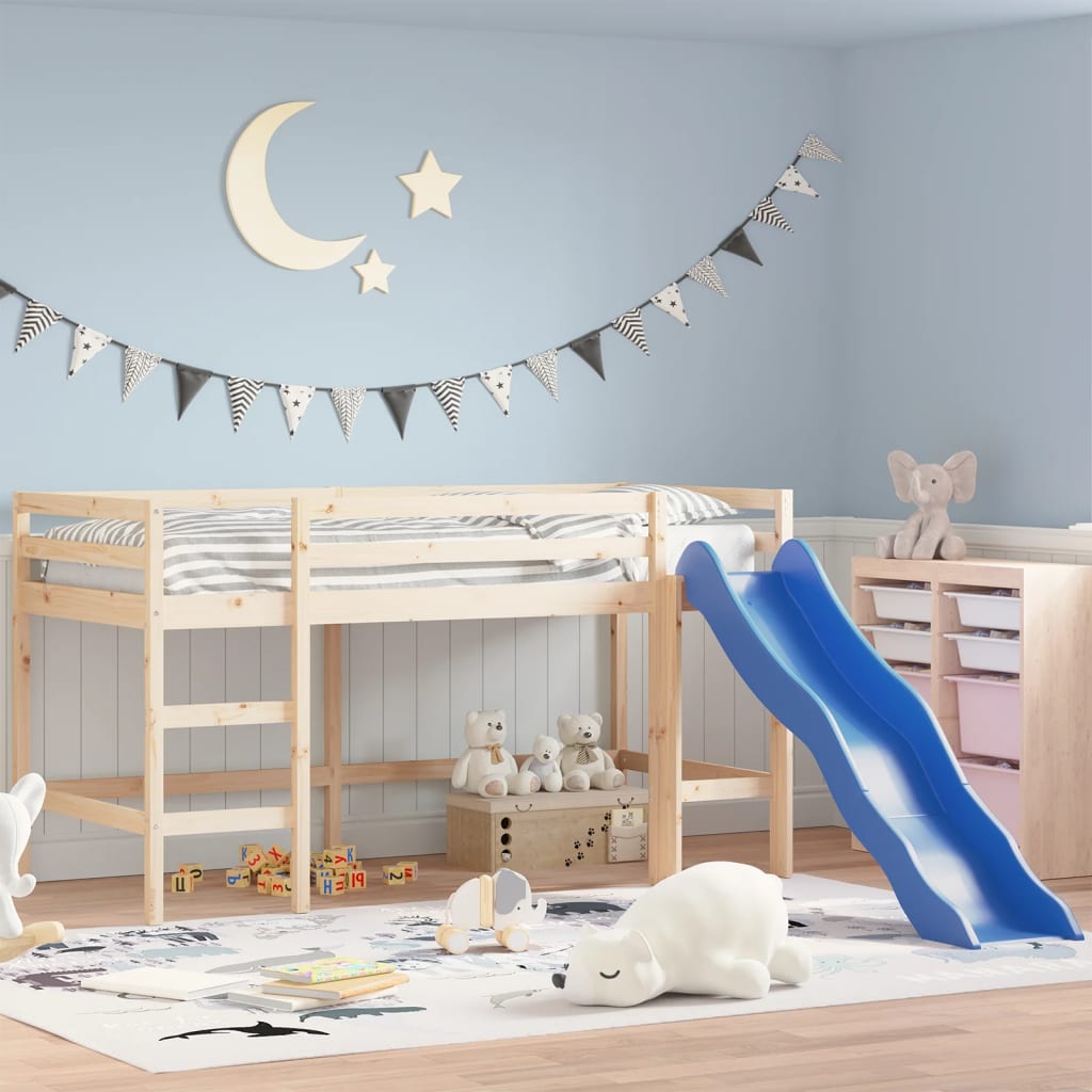 vidaXL Kids' Loft Bed with Slide 80x200 cm Solid Wood Pine