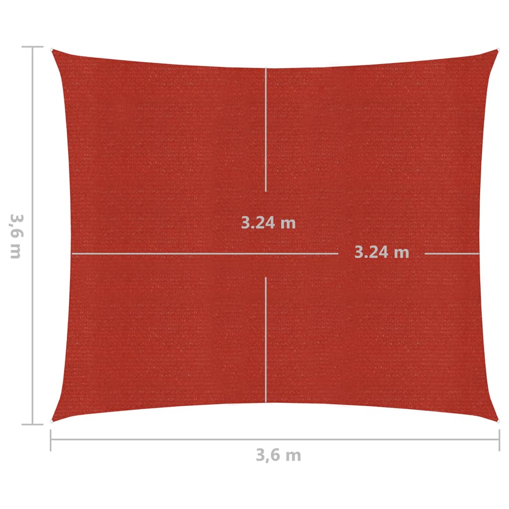 vidaXL Sunshade Sail 160 g/m² Red 3.6x3.6 m HDPE