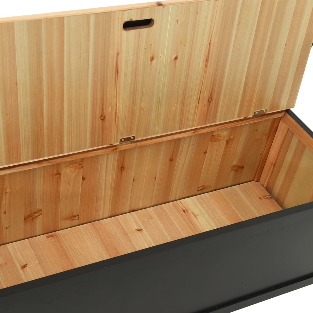 vidaXL Storage Bench 126 cm Black Solid Fir Wood