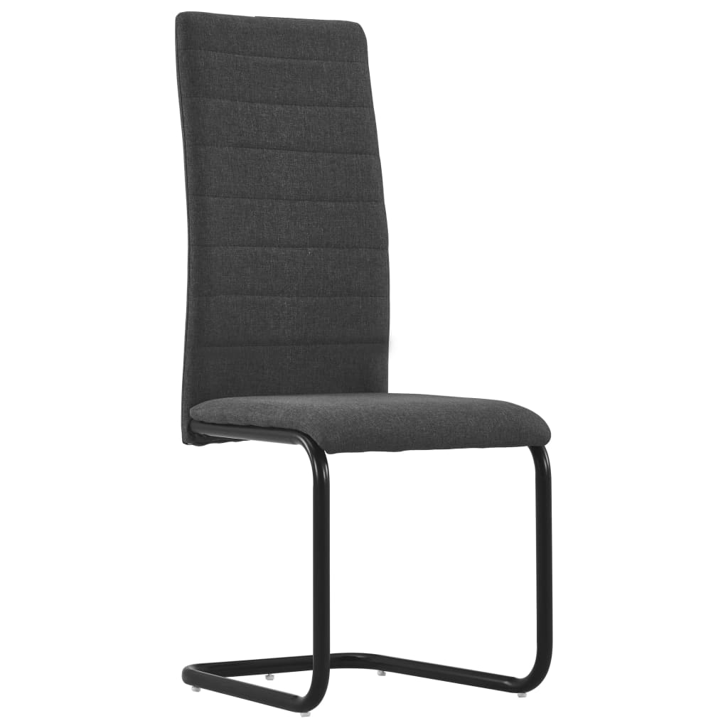 vidaXL Cantilever Dining Chairs 2 pcs Dark Grey Fabric