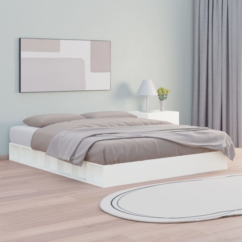 vidaXL Bed Frame White 160x200 cm Solid Wood