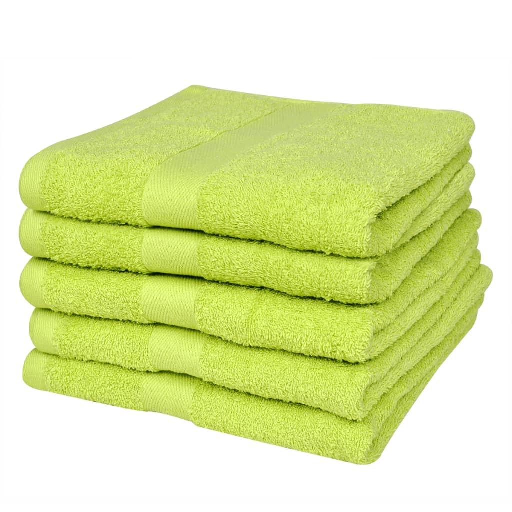 vidaXL Home Hand Towel Set 5 pcs Cotton 500 gsm 50x100cm Apple Green