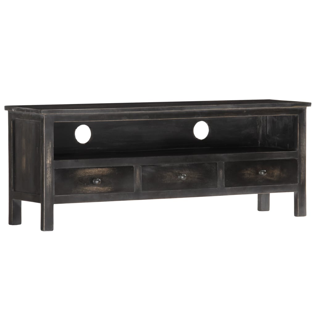 vidaXL TV Cabinet Black 120x30x45 cm Solid Mango Wood