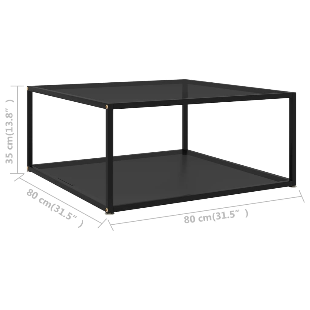 vidaXL Coffee Table Black 80x80x35 cm Tempered Glass