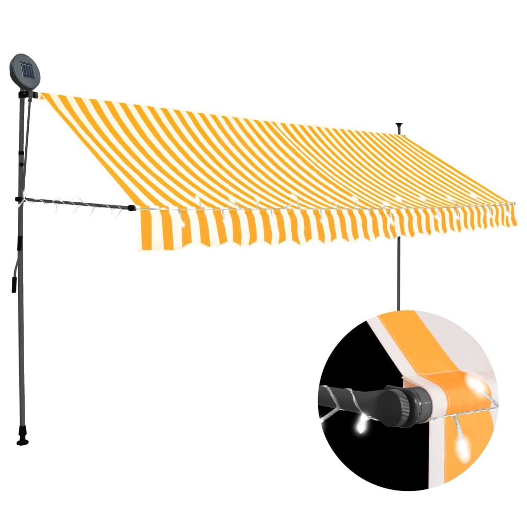 vidaXL Manual Retractable Awning with LED 400 cm White and Orange