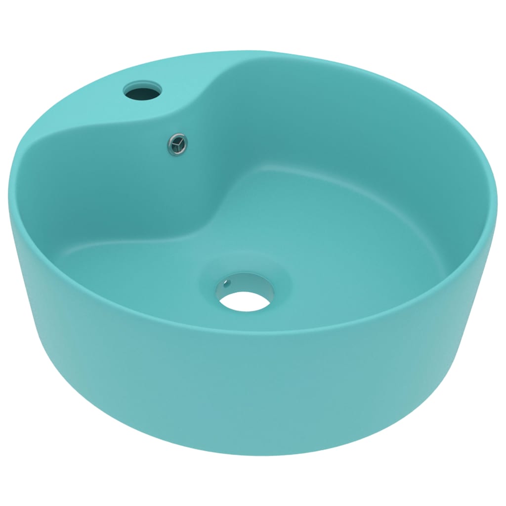vidaXL Luxury Wash Basin with Overflow Matt Light Green 36x13 cm Ceramic