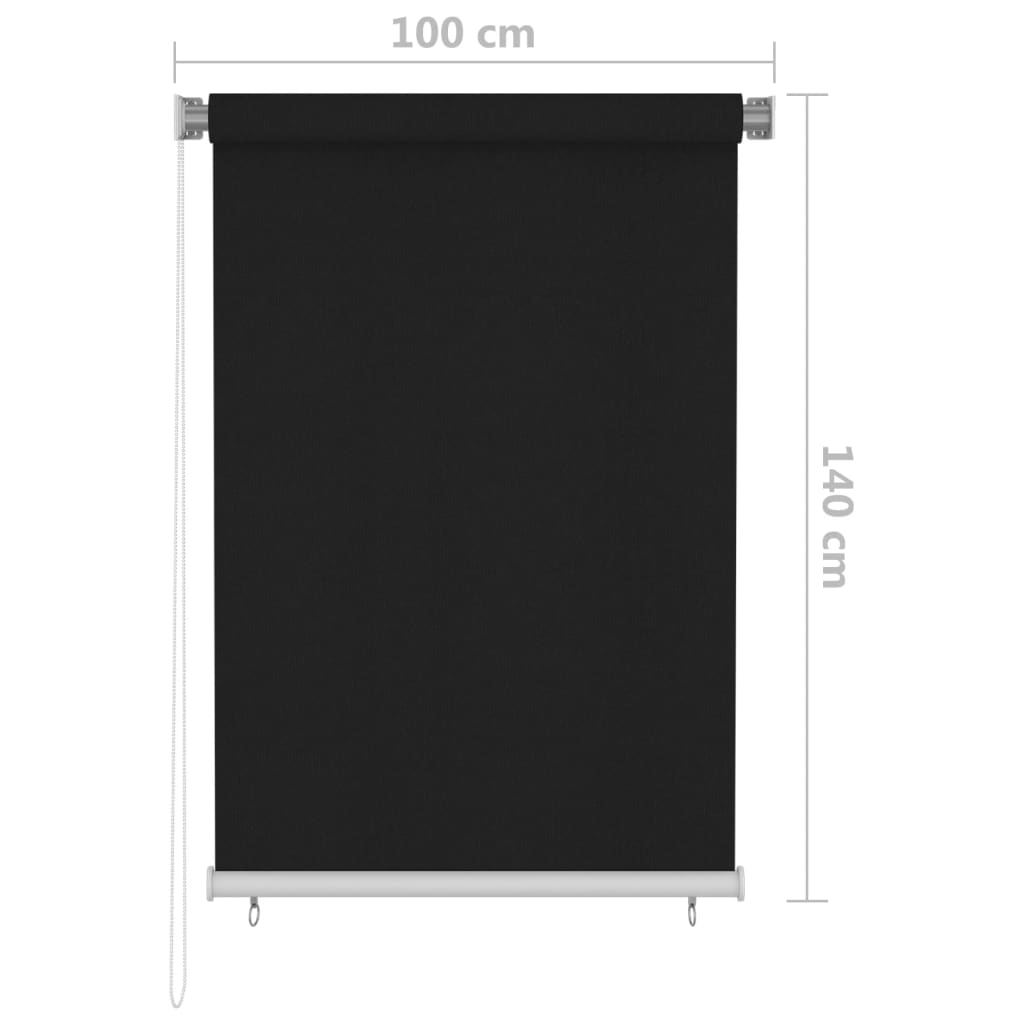 vidaXL Outdoor Roller Blind 100x140 cm Black