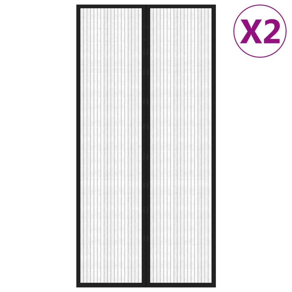 vidaXL Insect Door Curtains 2 pcs with Magnet Blocks Black 220x100 cm